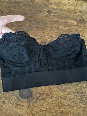 Urban Outfitters Black Lace-Trim Strapless Bustier Bralette